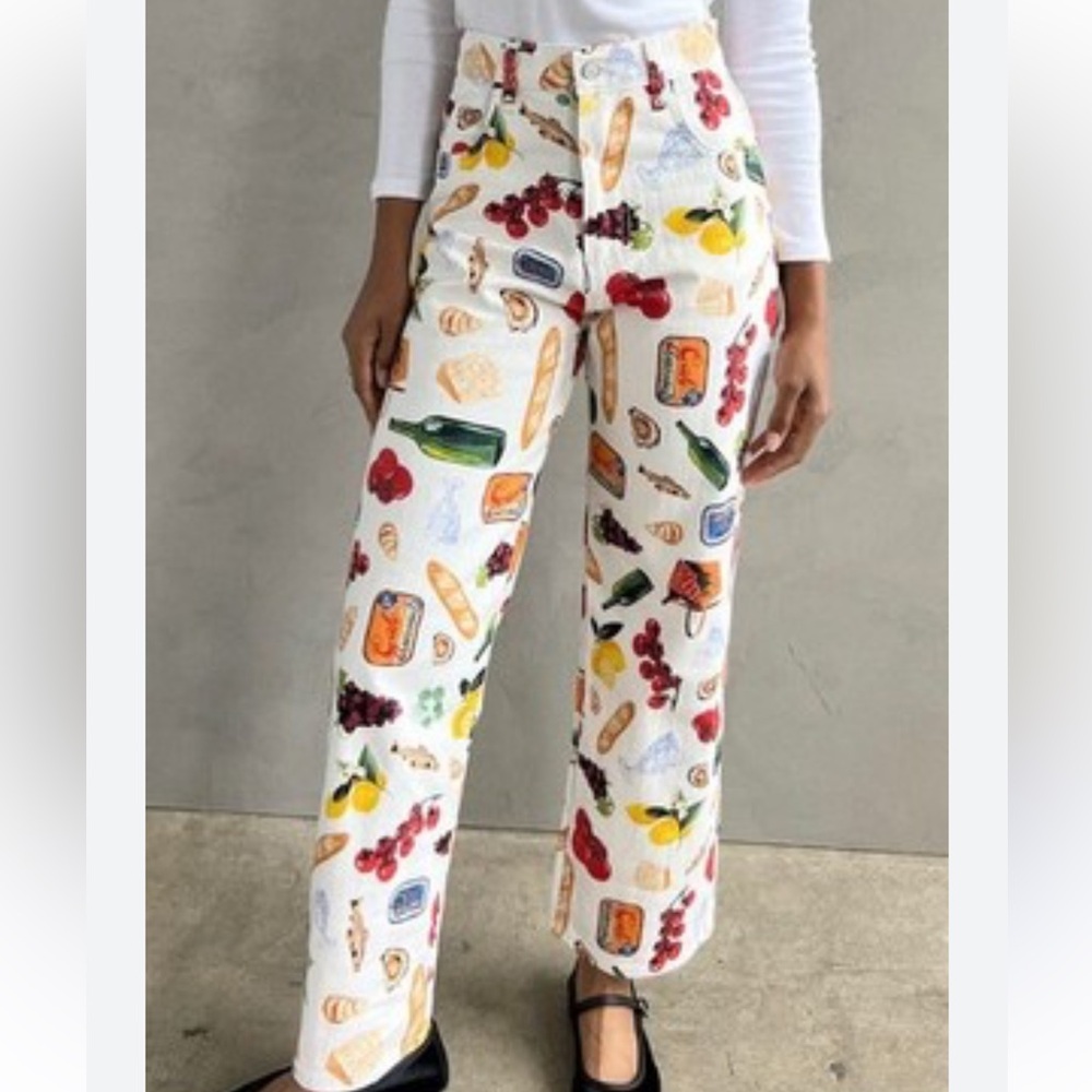 Lisa says gah Italian summer Robyn straight leg jeans NWT veggies tomatoes - Picture 2 of 5
